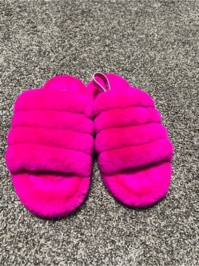 UGG Hot Pink Fuzzy Slide Slippers